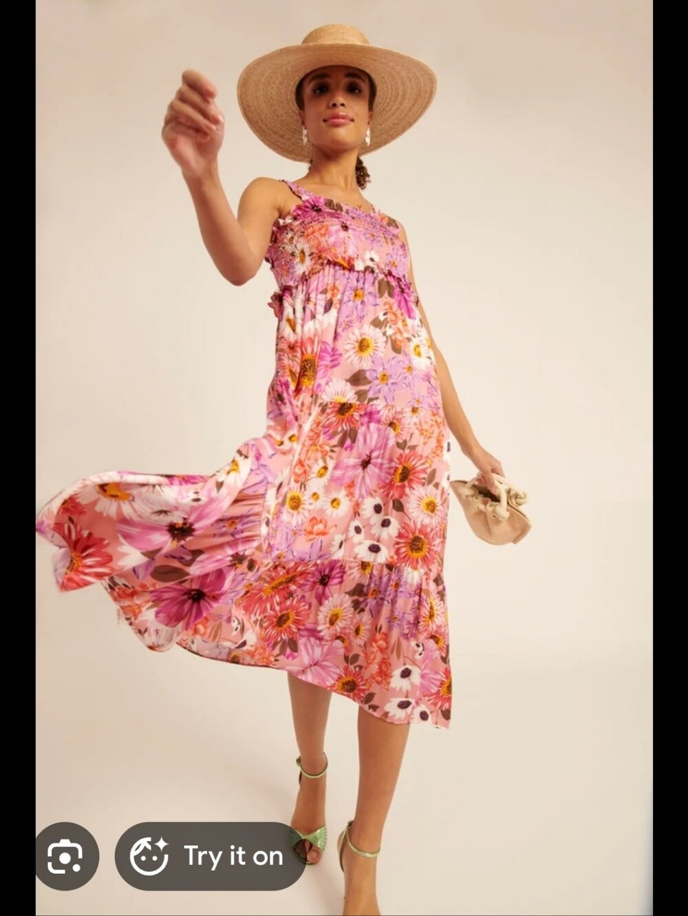 Rachel Parcell Tiered Maxi Sundress In Botanical Floral Patter Size 4 Smocked